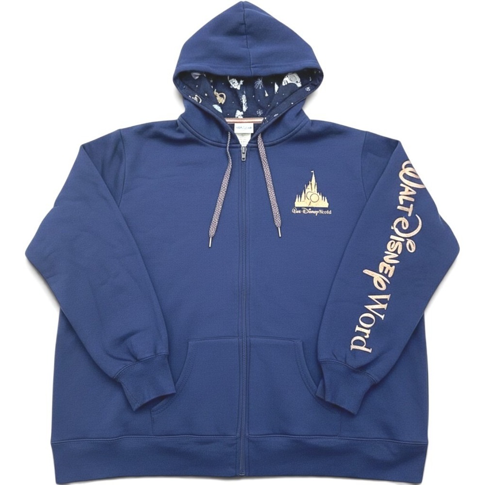 Disney World 50th Anniversary‎ Zip Hoodie Blue Castle Mickey Plus Size 3X XXL